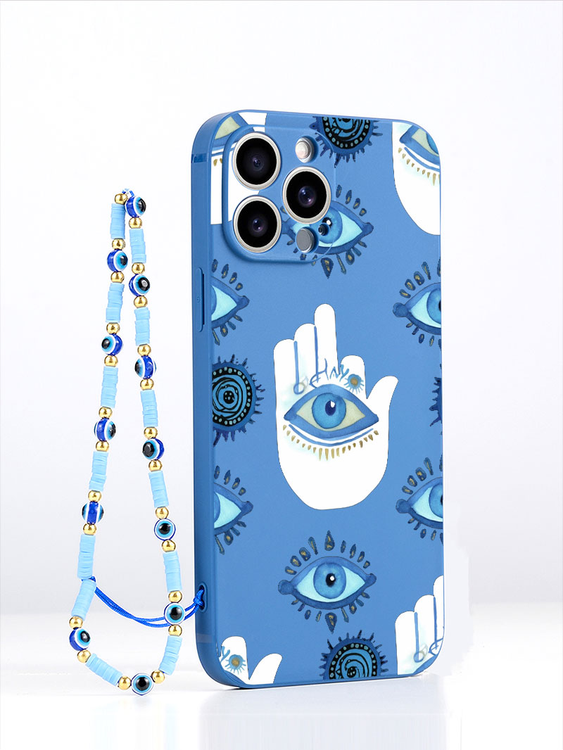 Phone Cases Expensive - Luxury Liquid Silicone Blue Evil Eye