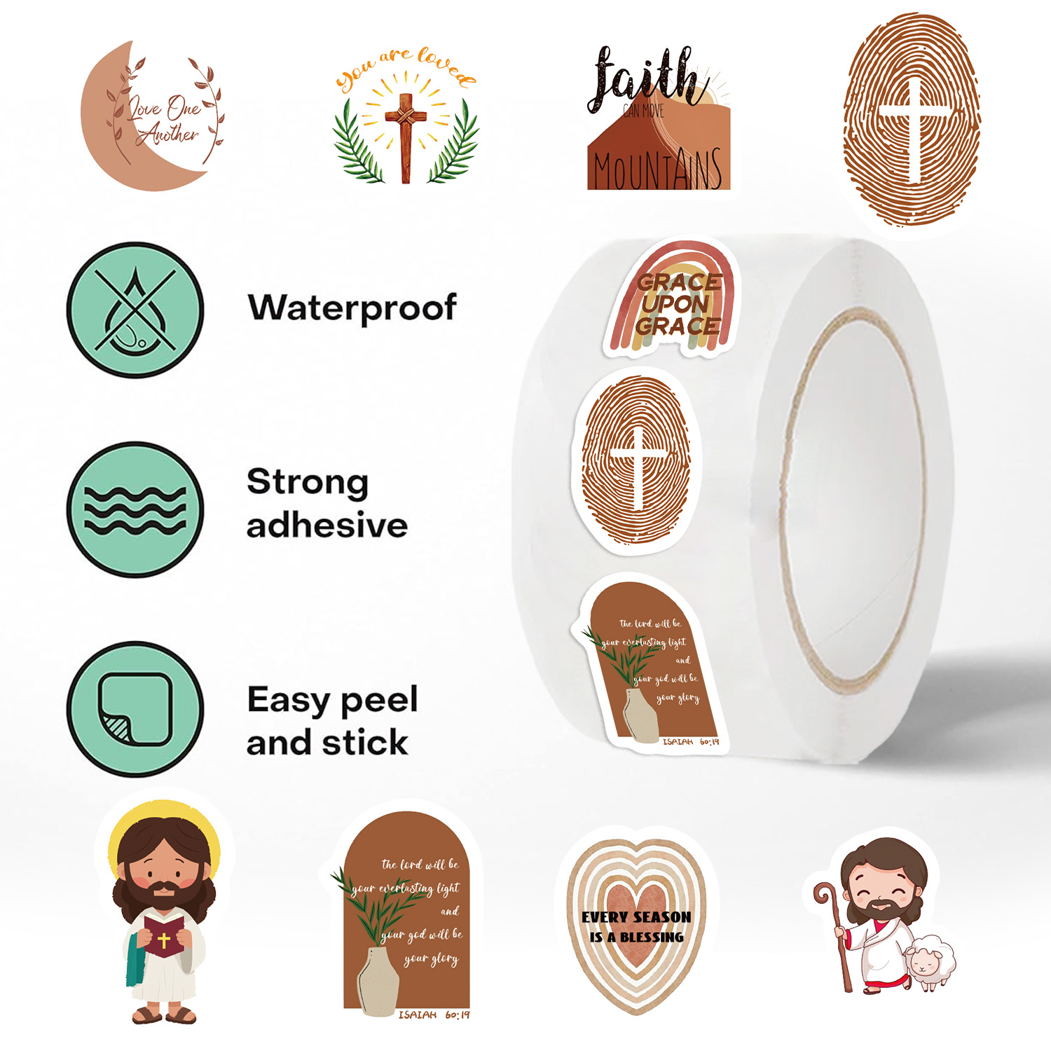 500pcs/roll Jesus Stickers Exq - огляд і ціна Phone Cases Jesus